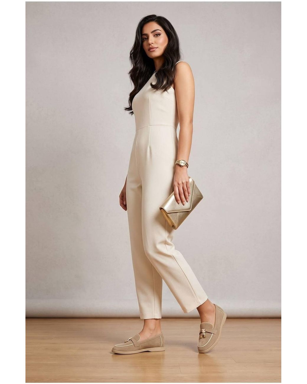 Miss Diva Natural Saskia Detail Flat Slip On Loafers