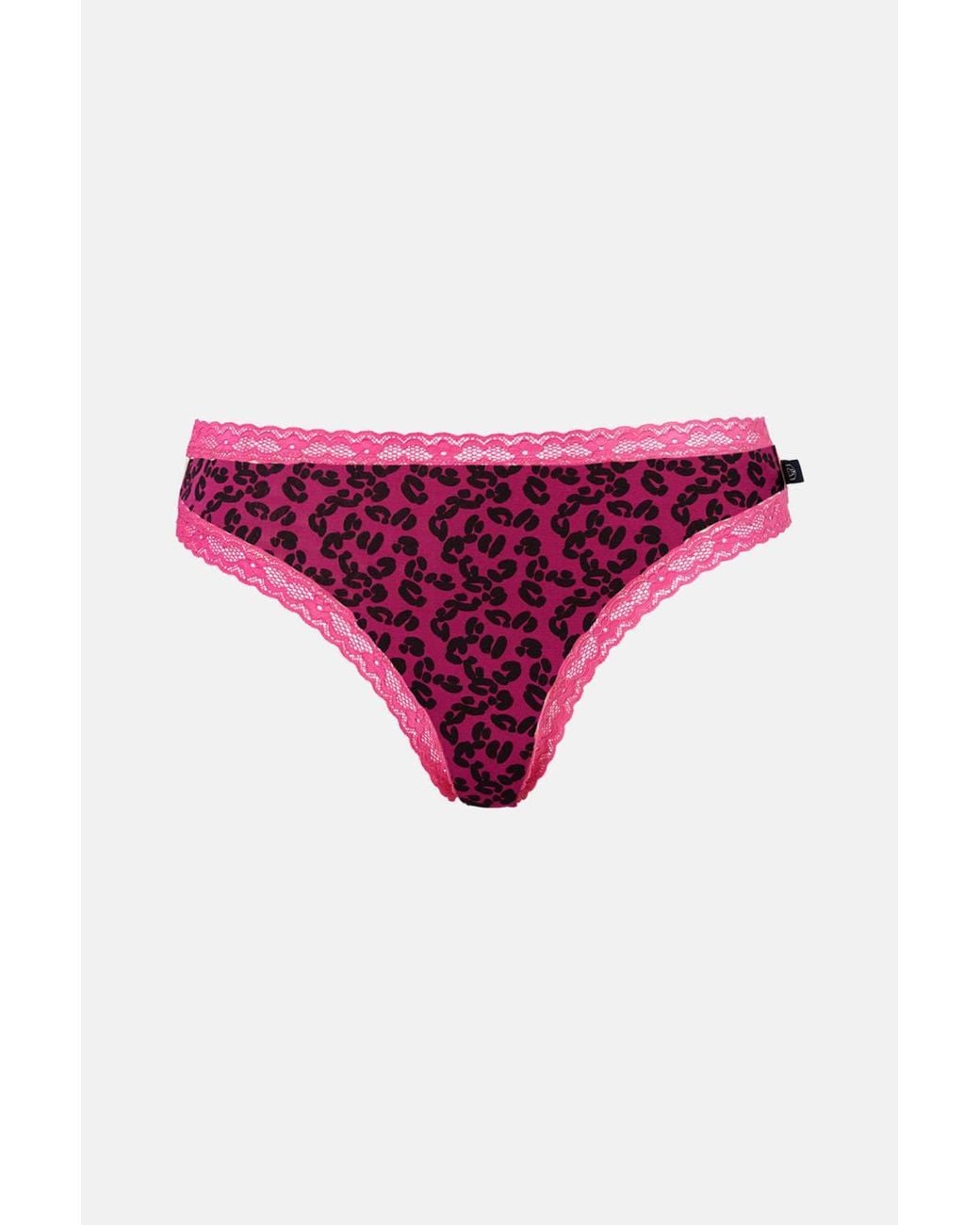 British Boxers Pink Pack Of Four "Leopard Rose" Bamboo Lace Thongs