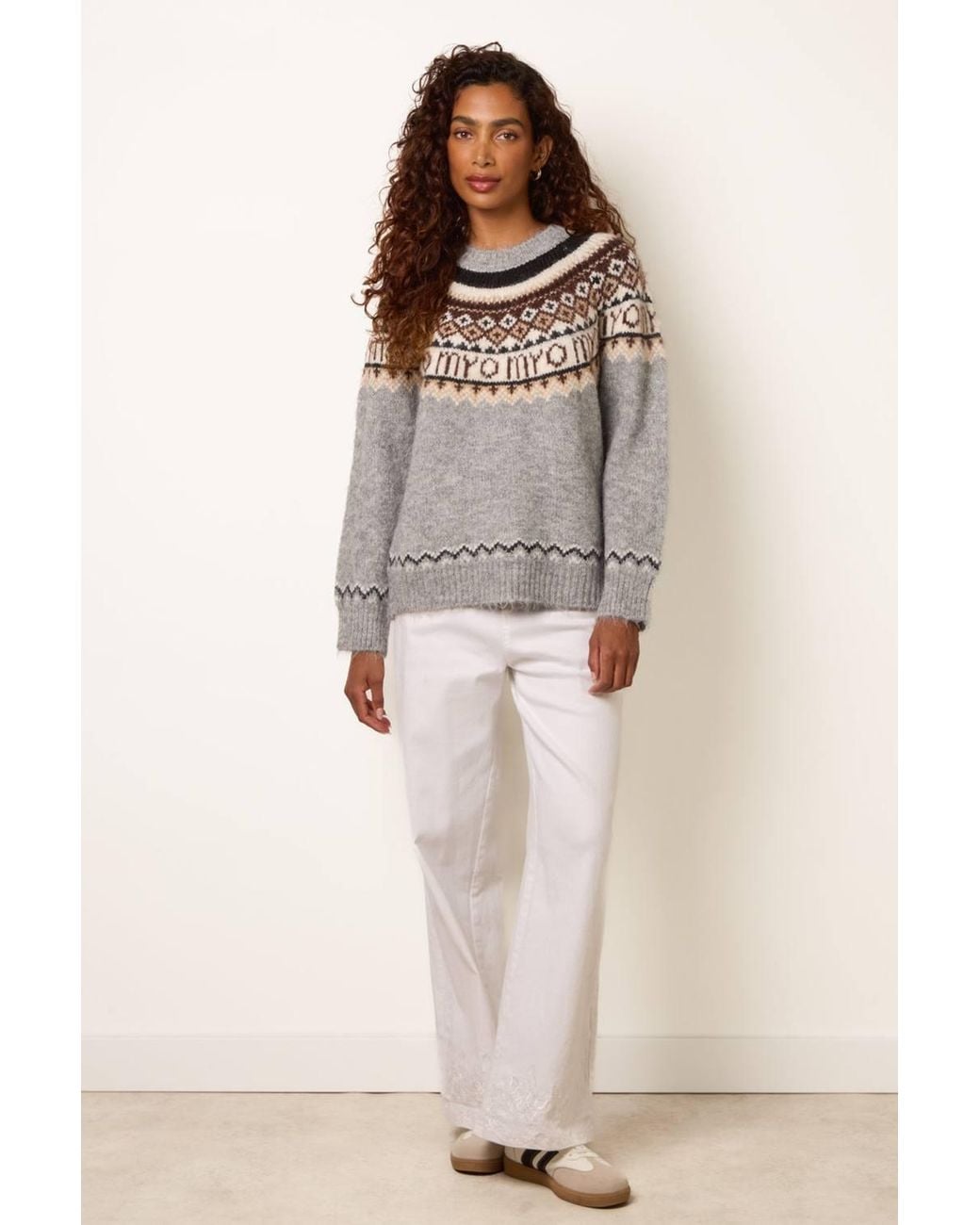 Blue Vanilla Brown Long Sleeve Round Neck Jumper