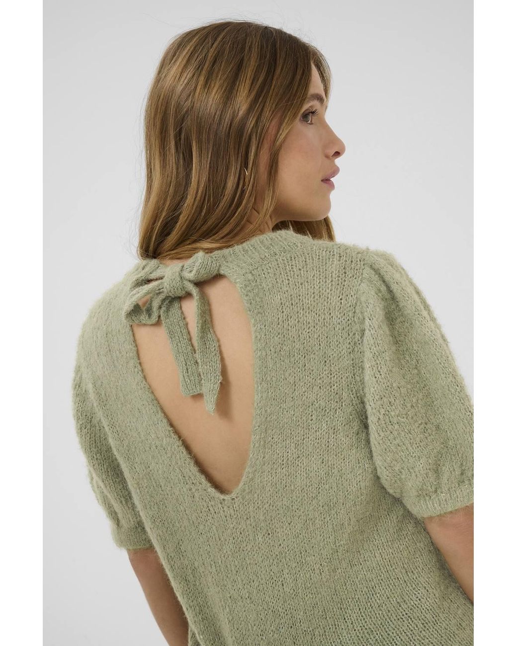 Kaffe Green Kaemilie Tie Back Half Sleeves Pullover