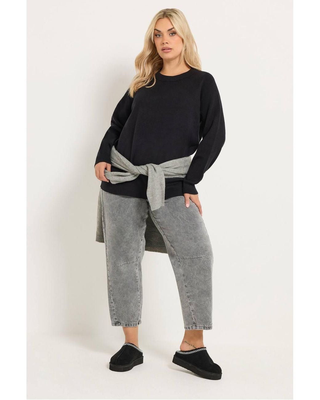 Yours Black Crew Neck Knitted Premium Jumper