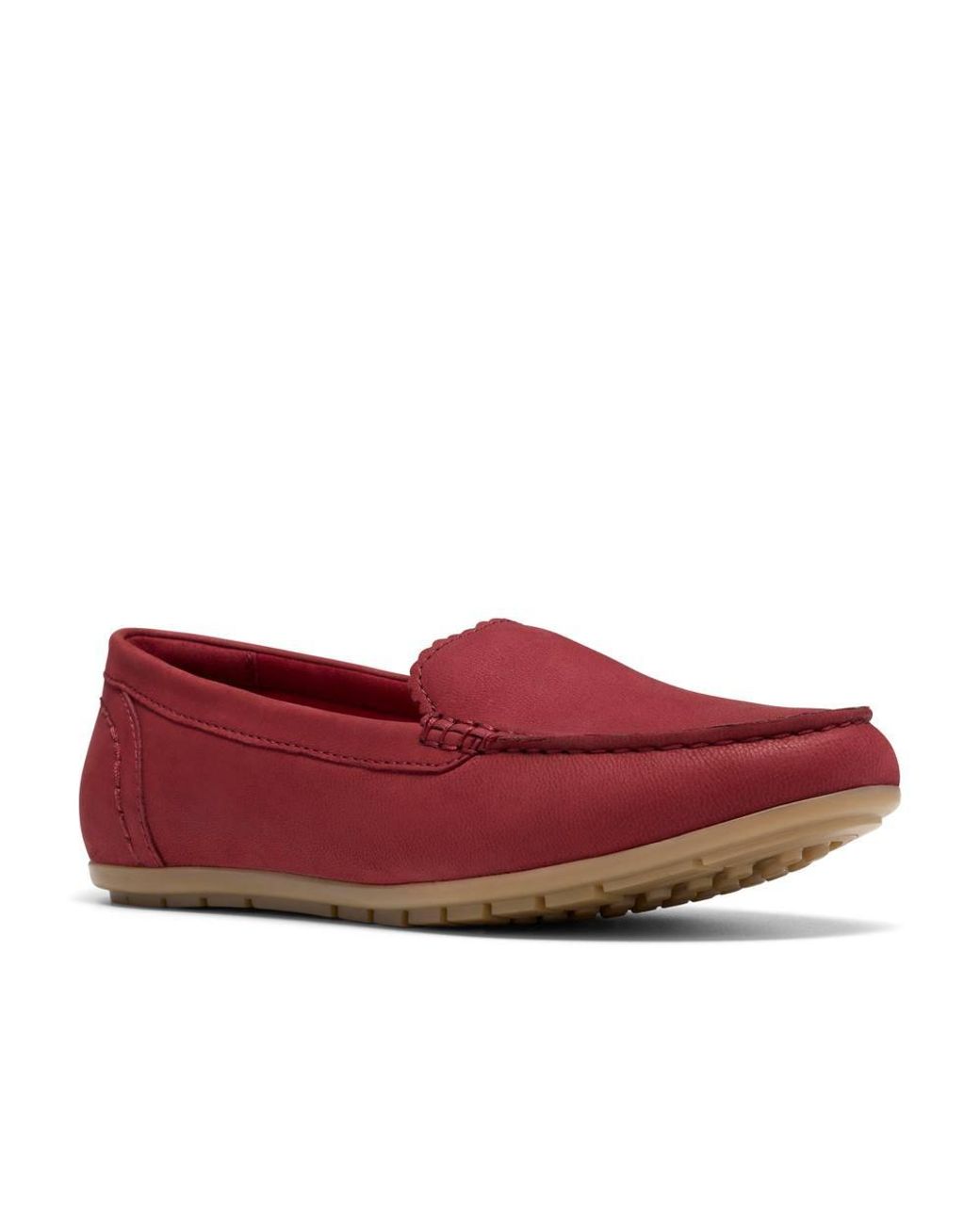 Clarks Red Elliotte Step Nubuck Slip Ons, Moccasins
