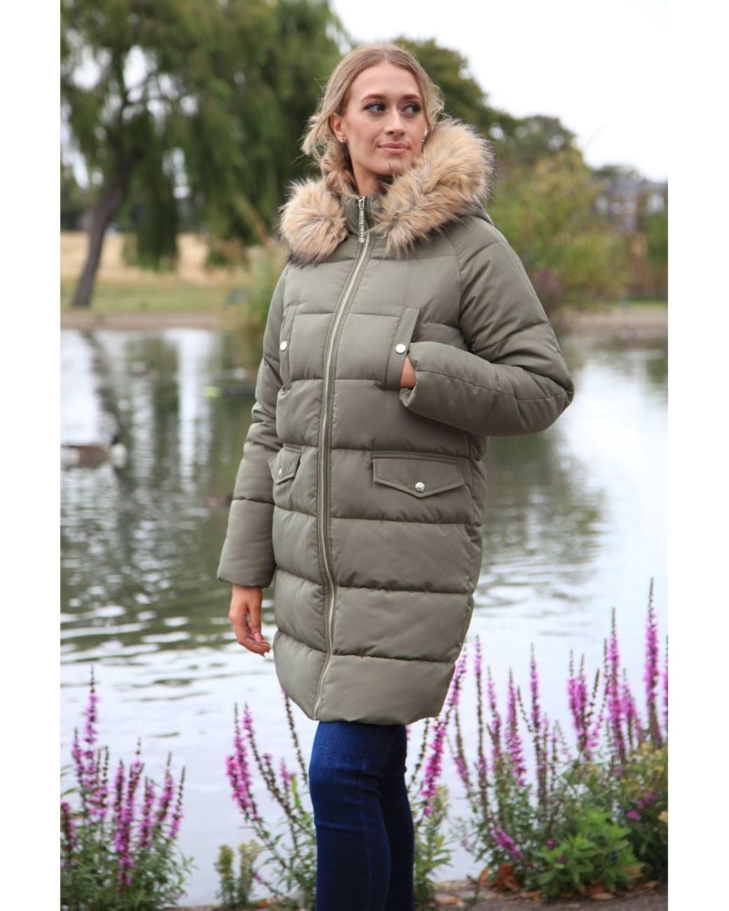 Double Second Gray Oversized Long Duvet Coat