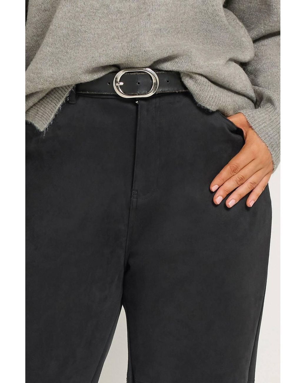 Yours Black Faux Suede Barrel Trousers