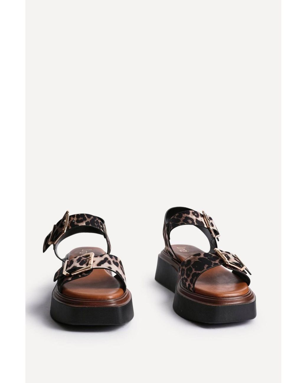 Linzi Black Preserve Leopard Flatform Sandals