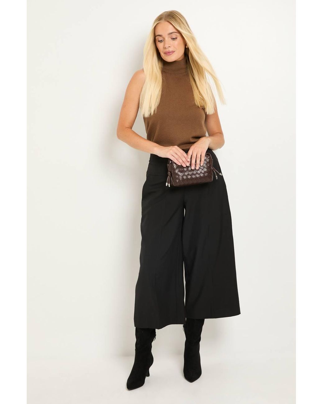Wallis Black Petite Culotte Side Seam Trouser