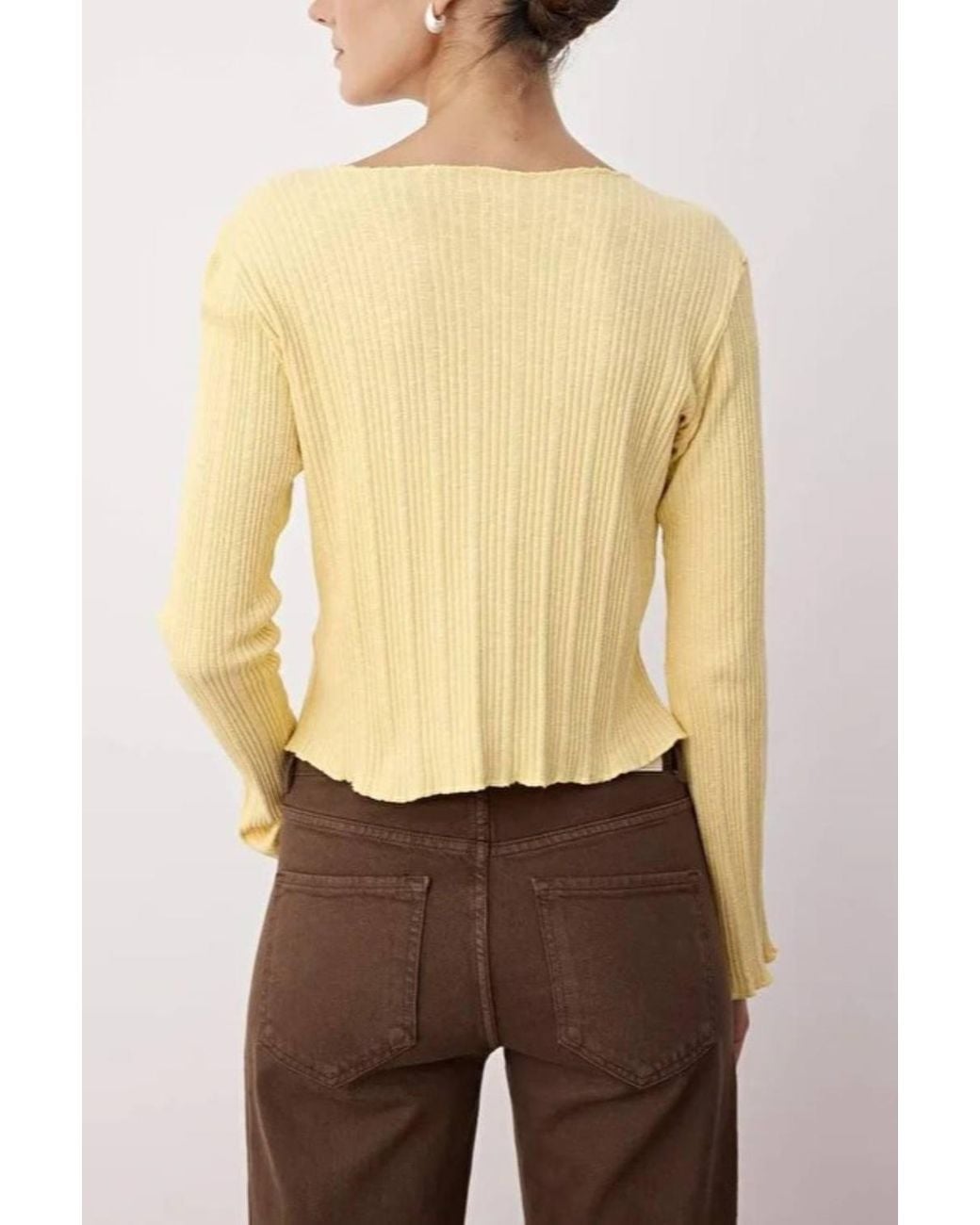 WOVCOR Natural Jacquard Ribbed Button Front Knit Blouse