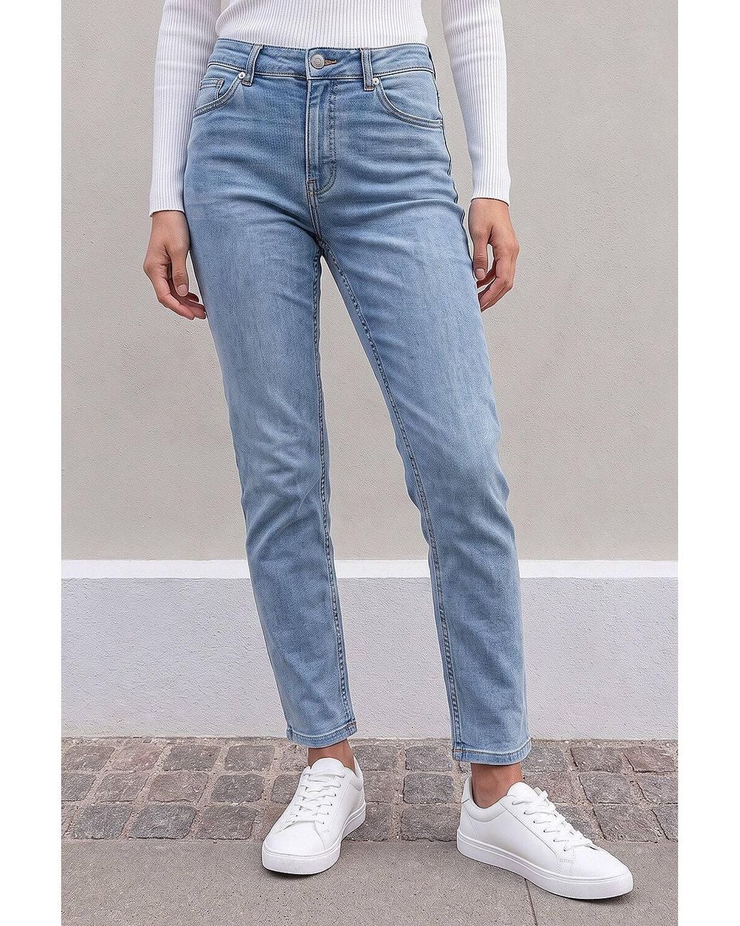 Roman Blue Slim Leg Stretch Mom Jeans
