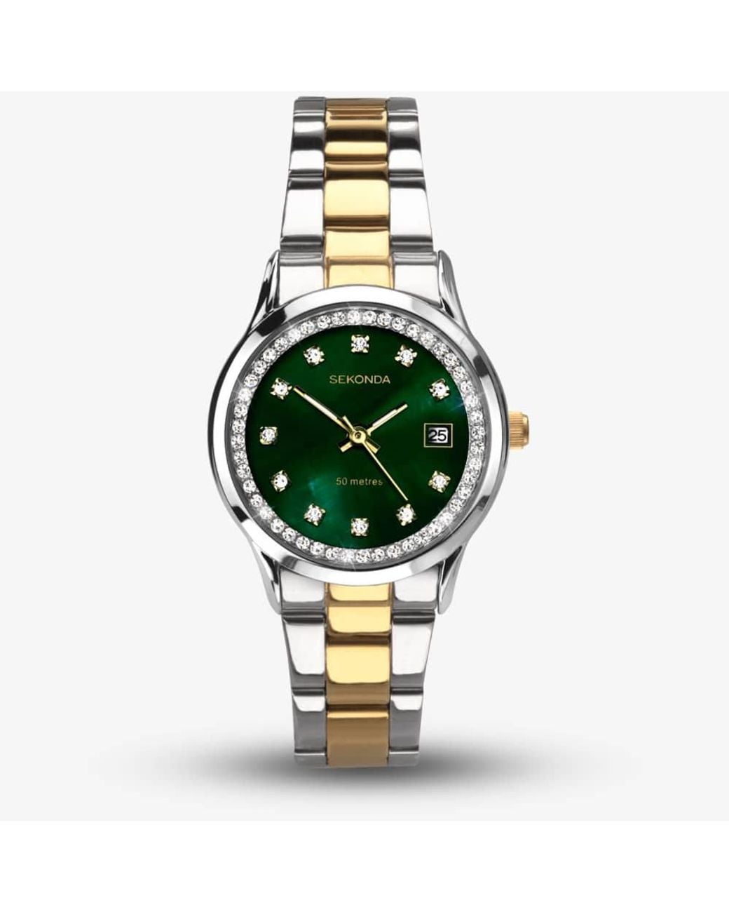 Sekonda Green Dress Catherine Two Colour Crystal Watch 40295