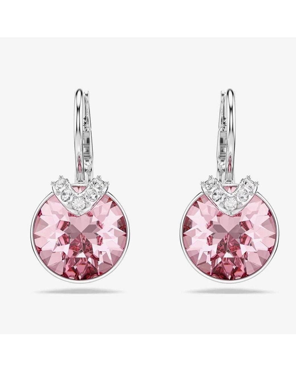 Swarovski Pink Bella Rhodium Plated Crystal V Drop Earrings 5734235