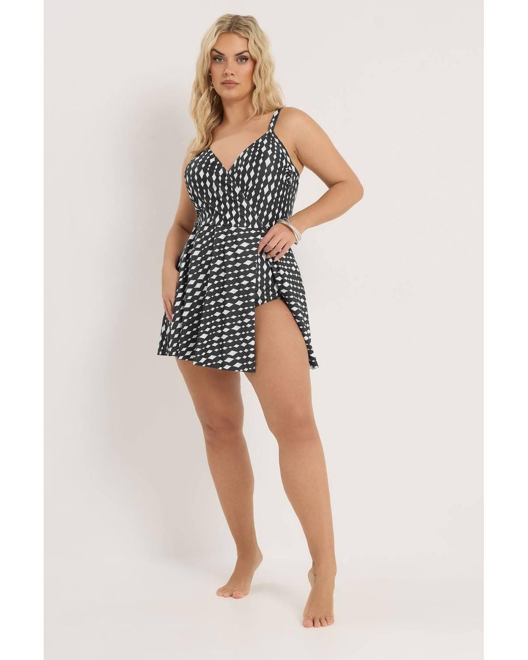 Yours Black Diamond Wrap Swimdress