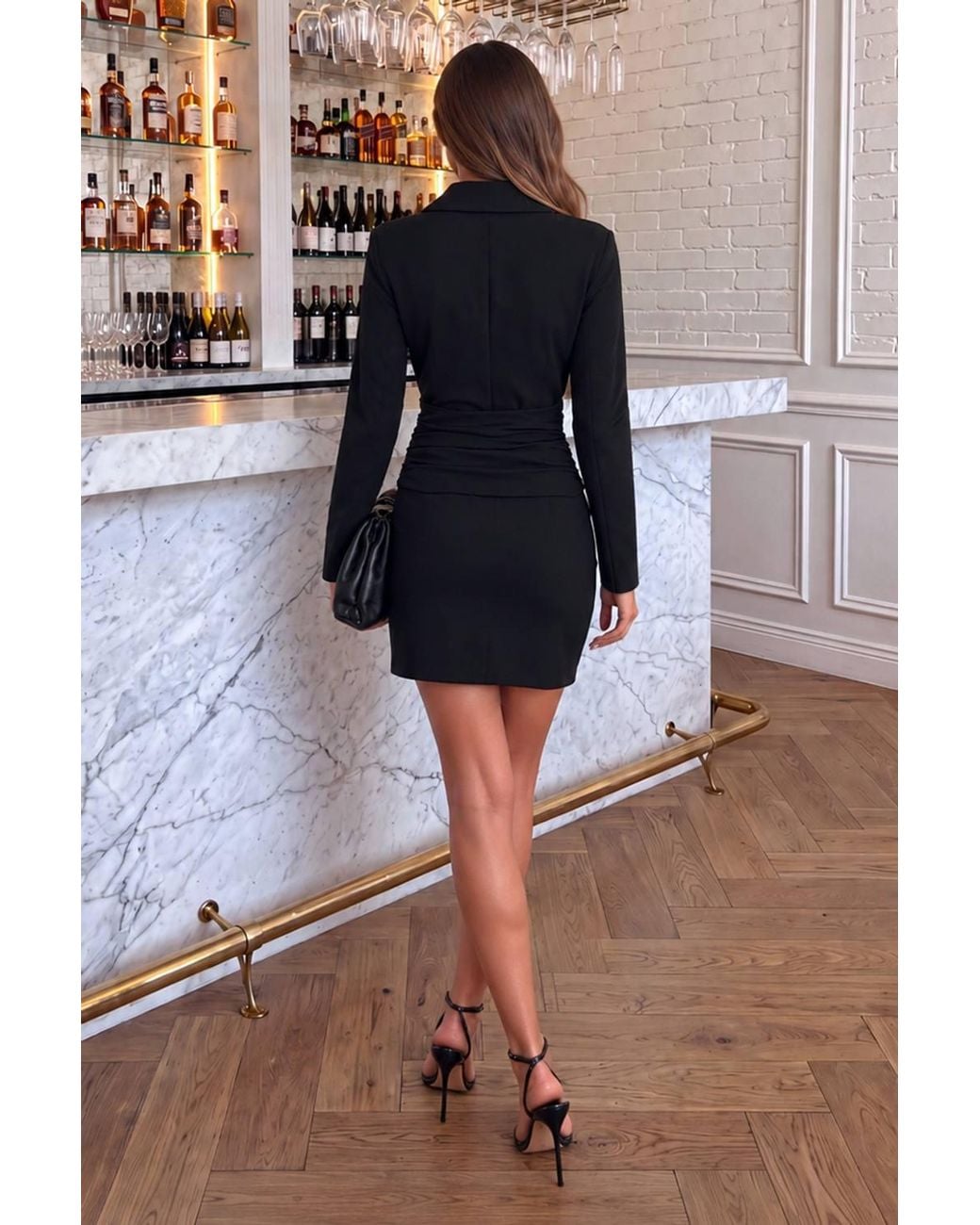 AX Paris Blue Ruched Waist Wrap Blazer Mini Dress