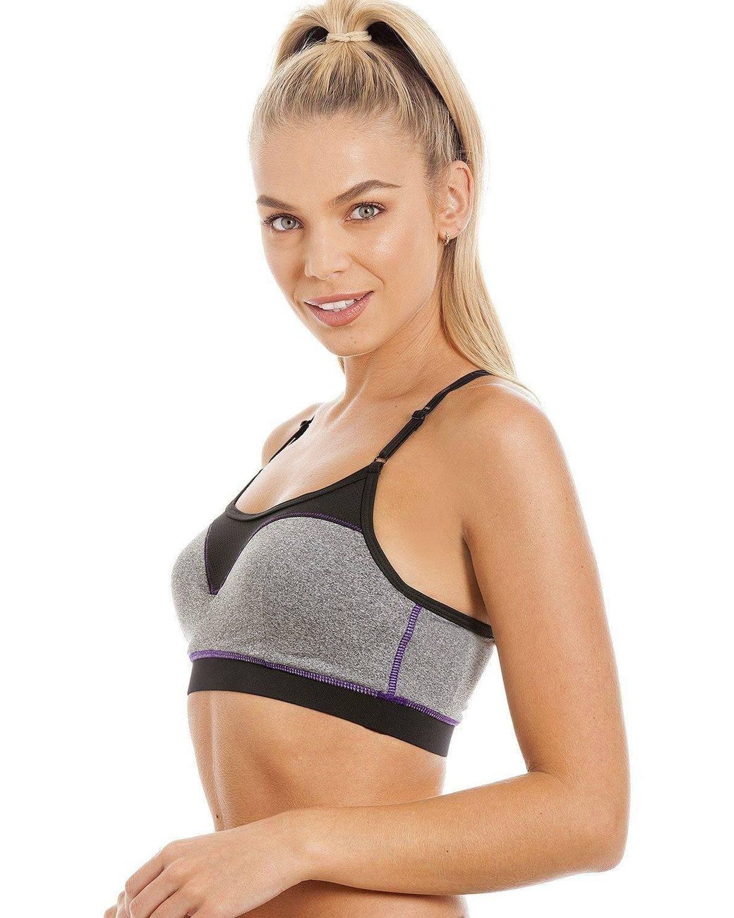 CAMILLE Black Plain Racer Back Spaghetti Strap Sports Bra