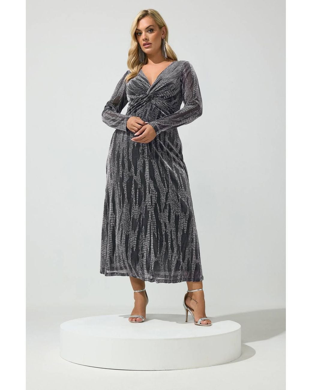 Yours Gray Metallic Knot Dress
