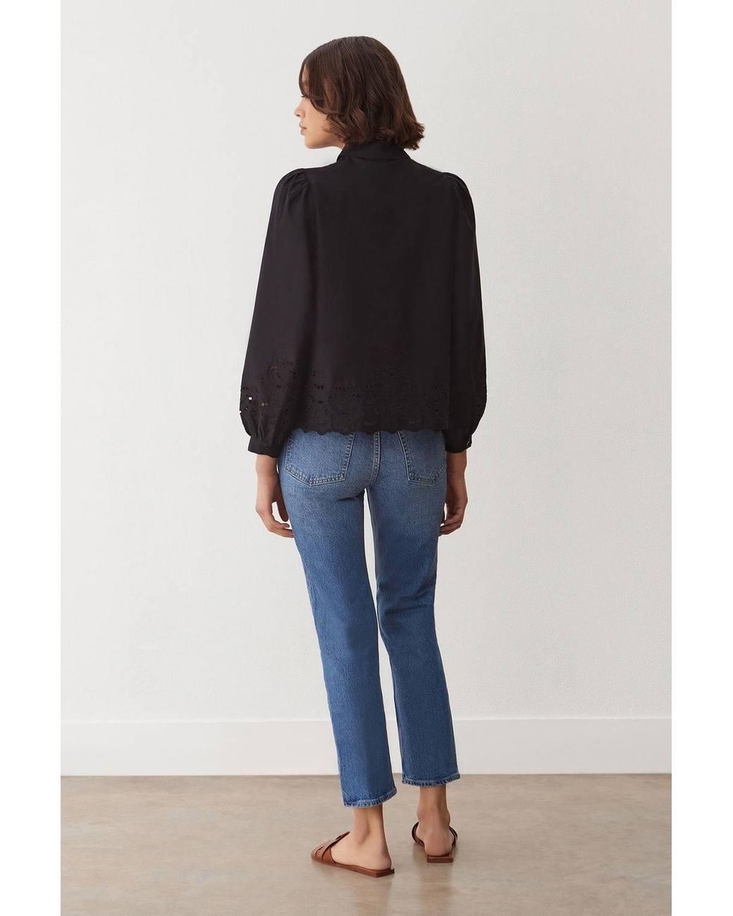 Finery London Blue Jayne Broderie Cotton Shirt