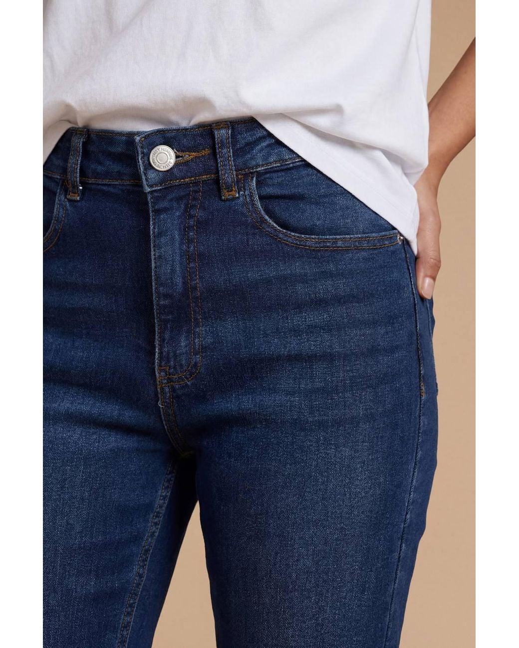 Dorothy Perkins Blue Petite Stretch Mom Jean