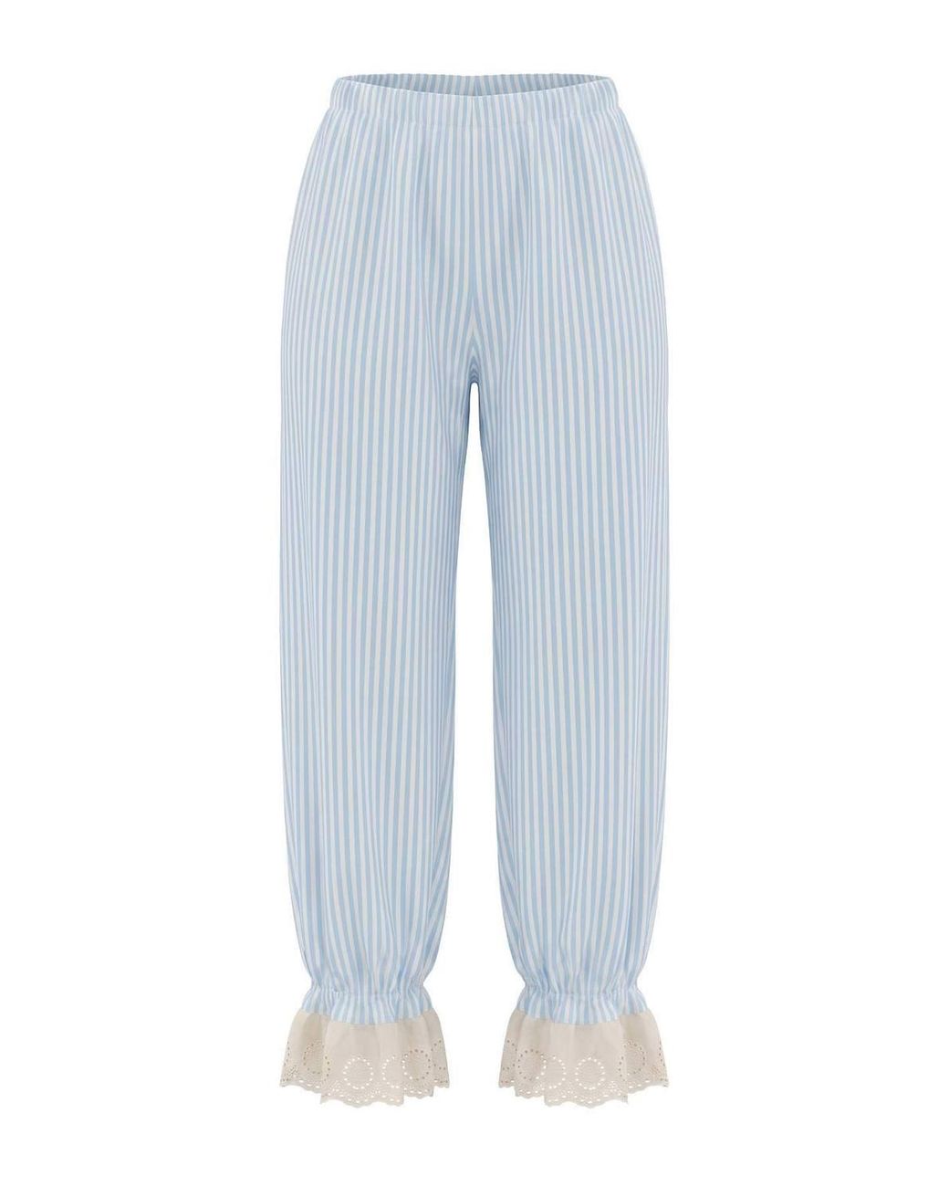 WOVCOR Blue V Neck Balloon Sleeve Viscose Pyjama Set