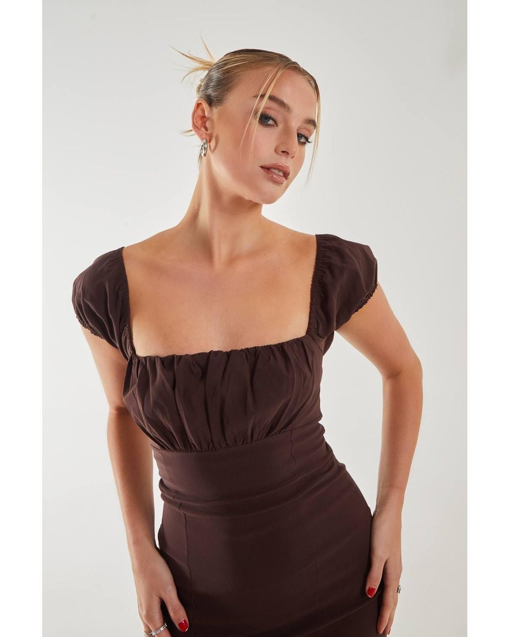 Pink Vanilla Brown Tie Back Mini Dress