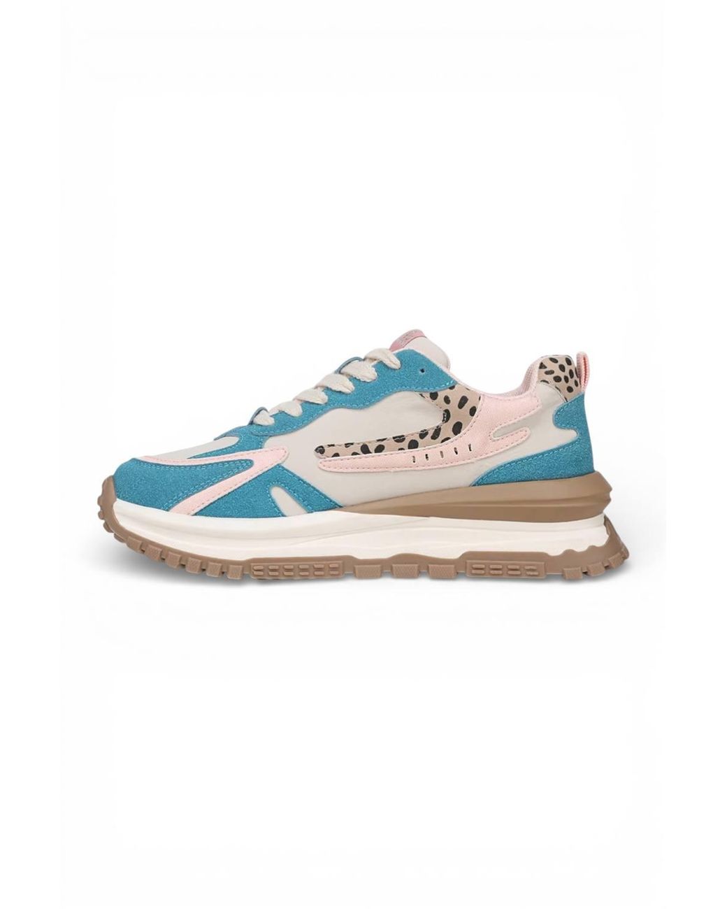 Infinity Leather Blue Retro Lace-Up Chunky Sneakers Shoes