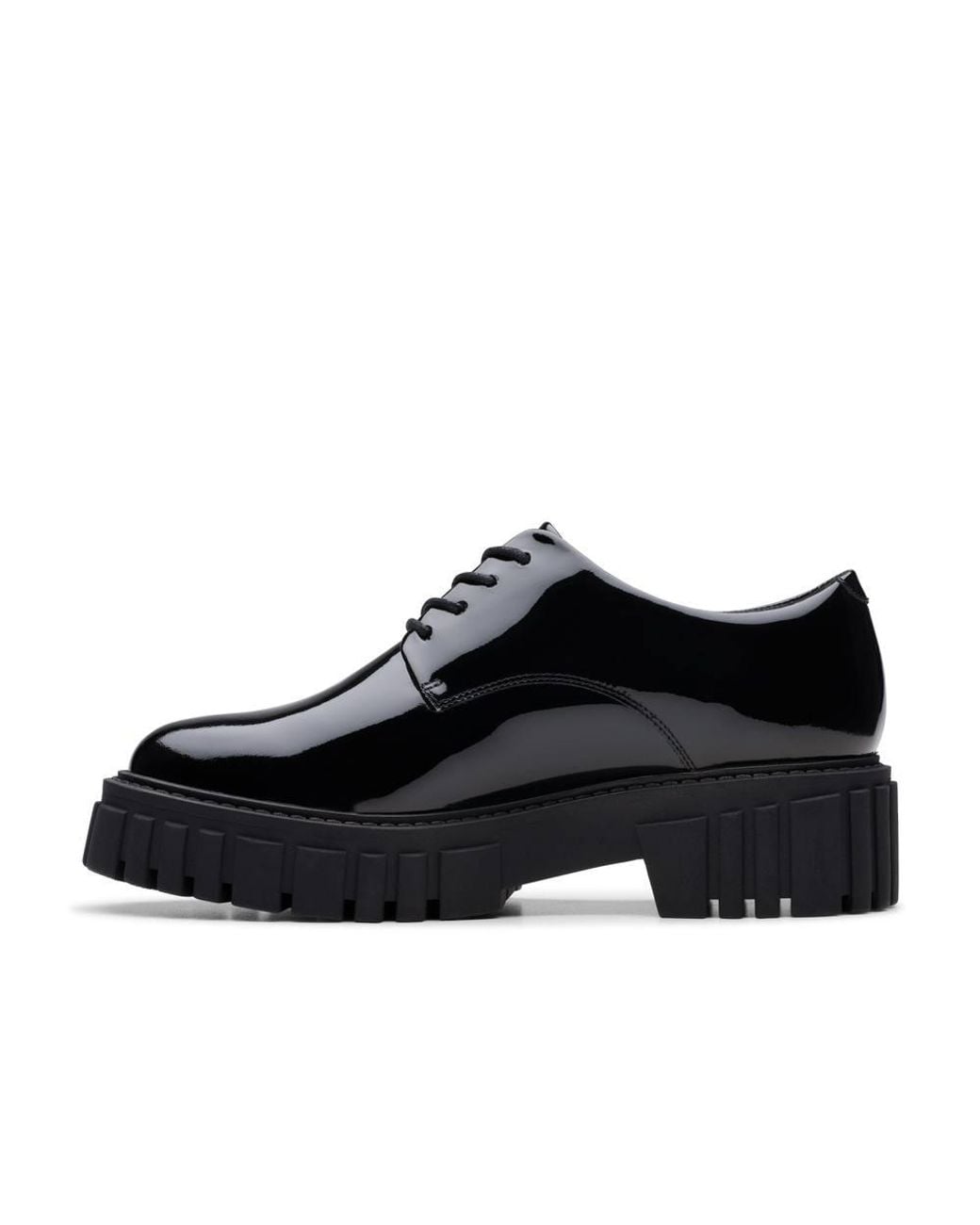 Clarks Black Page Walk Patent Derby Shoes