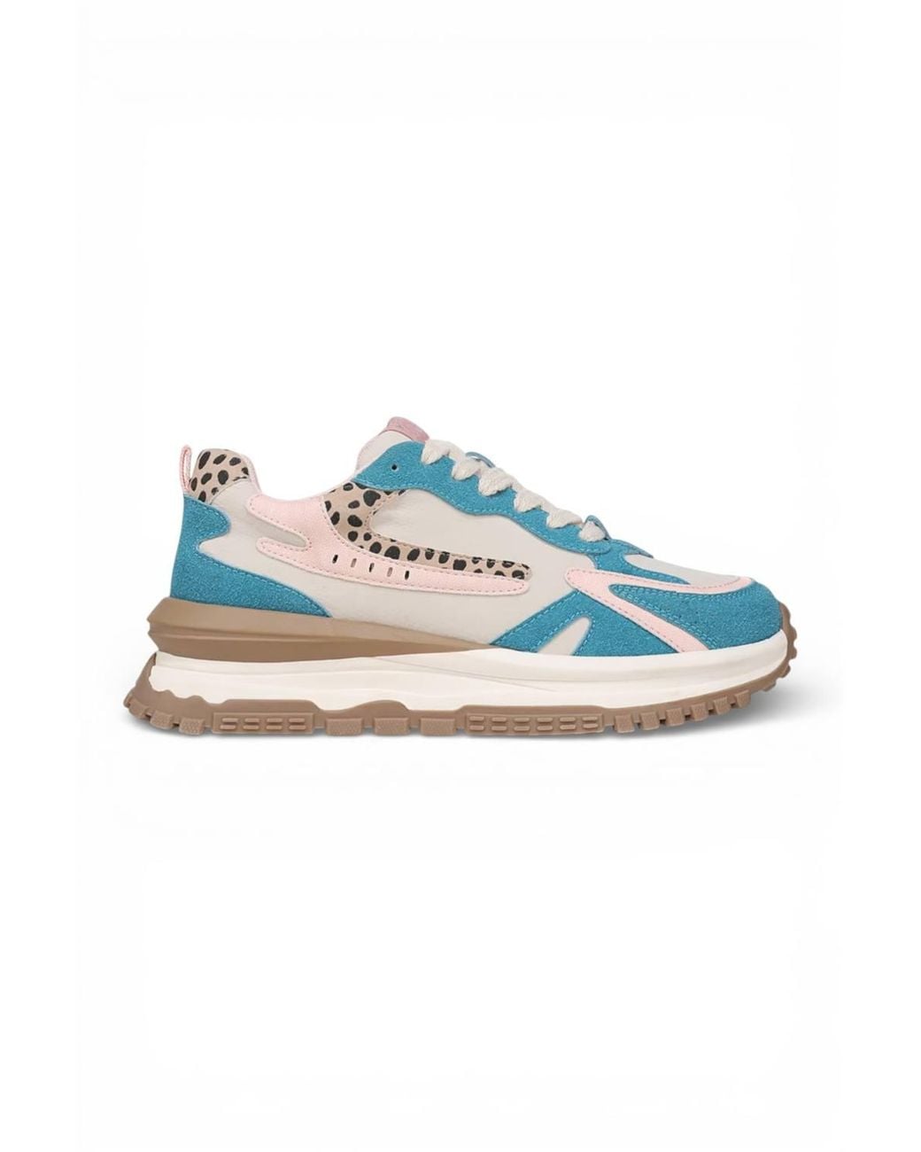 Infinity Leather Blue Retro Lace-Up Chunky Sneakers Shoes