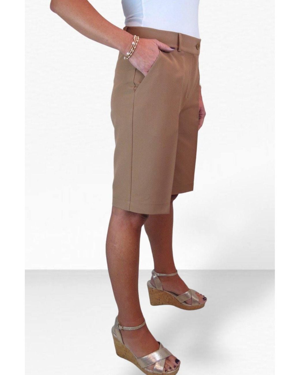 Paulo Due Brown Smart Pleated Tailored Shorts