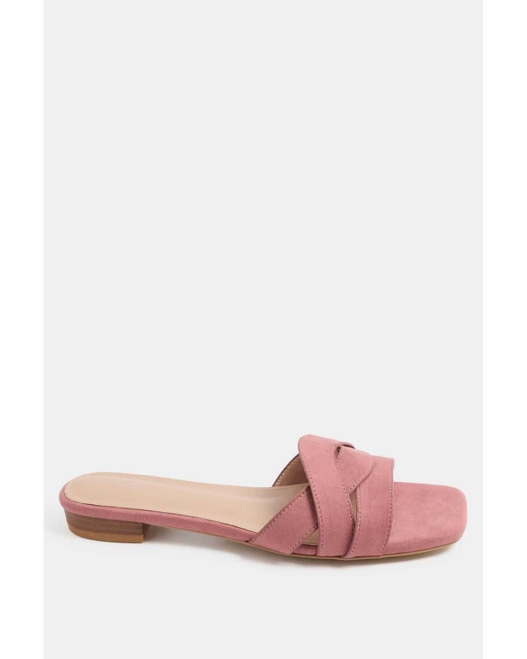 Long Tall Sally Pink Twisted Block Mule Sandals