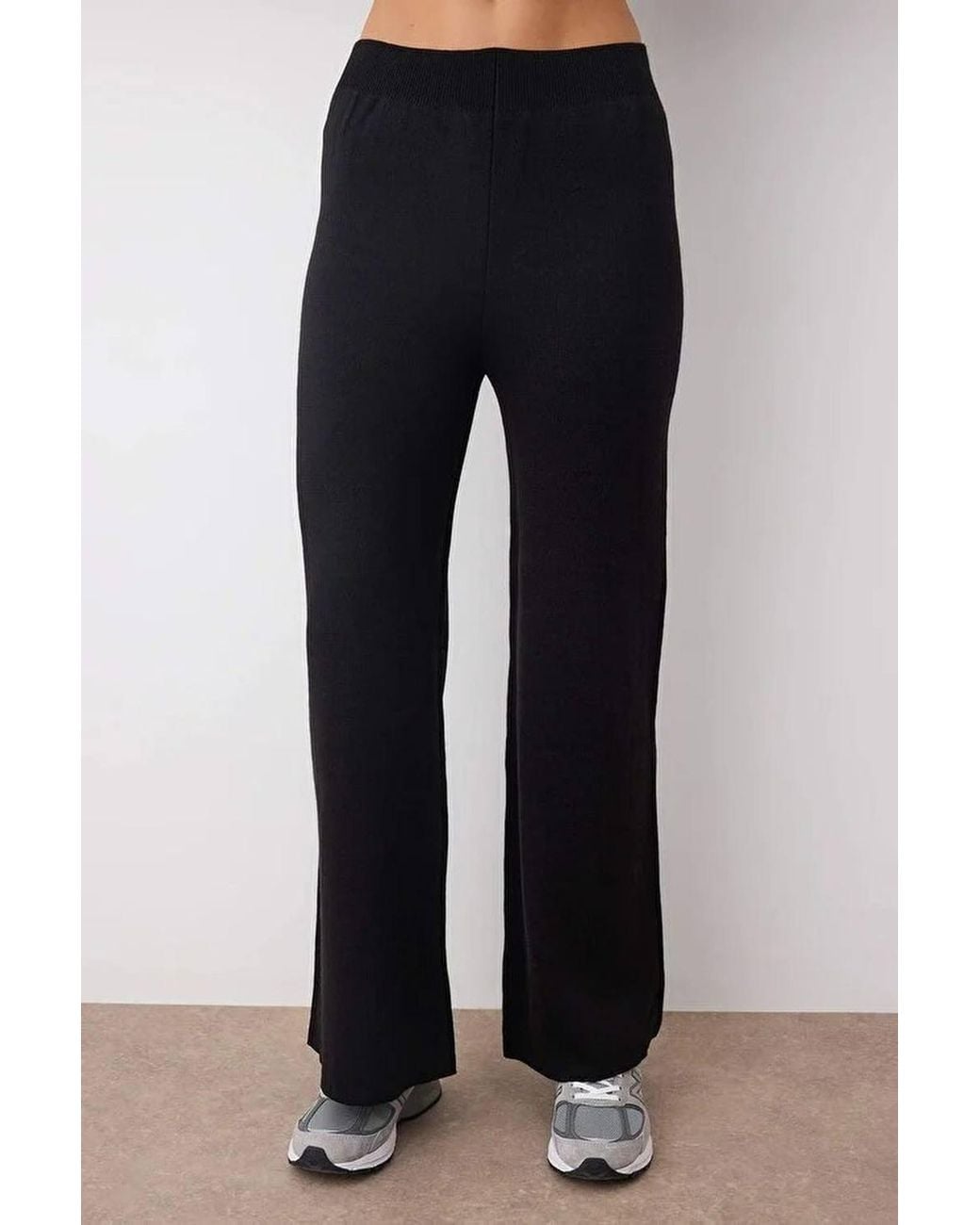 WOVCOR Black Boat Neck Knit Sweater & Wide Leg Trousers Co-Ord Set