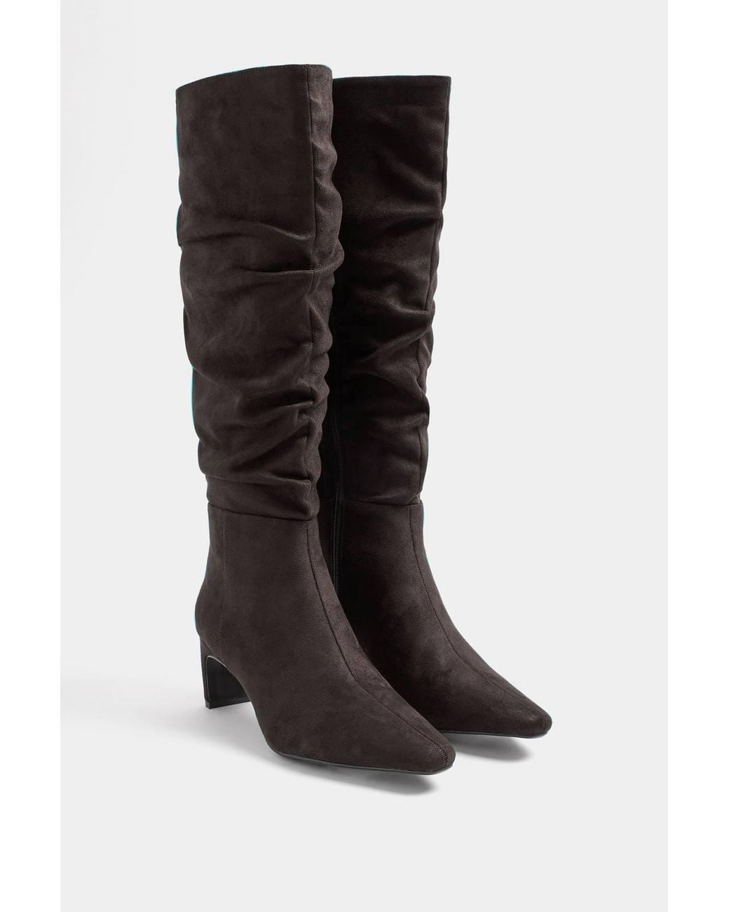 Yours Brown Ruched Kitten Heel
