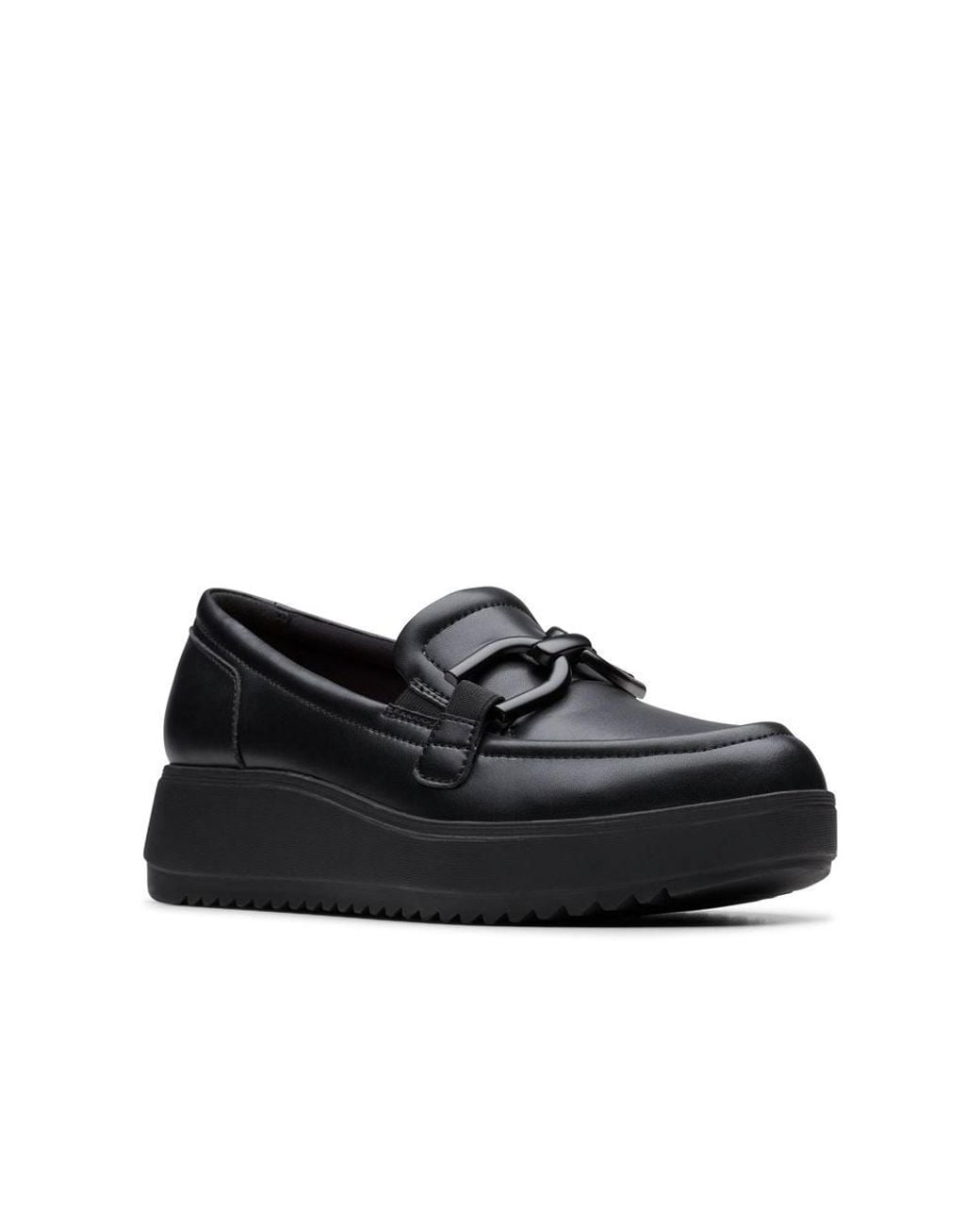 Clarks Black Zylah Top Leather Loafers, Slip Ons