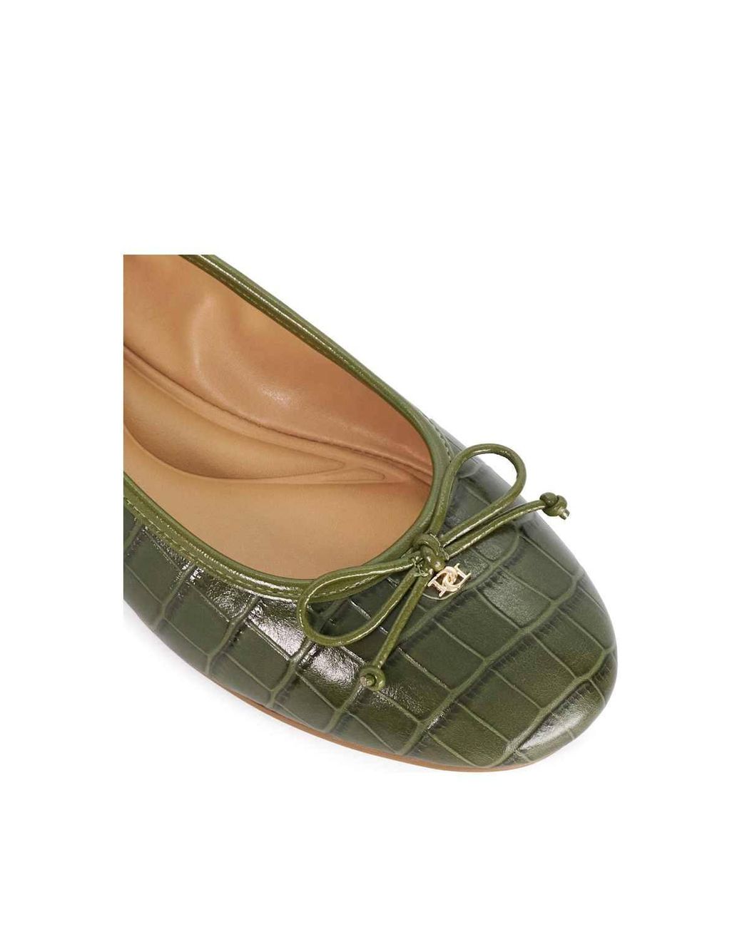 Dune Green 'Helenne' Leather Ballet Pumps