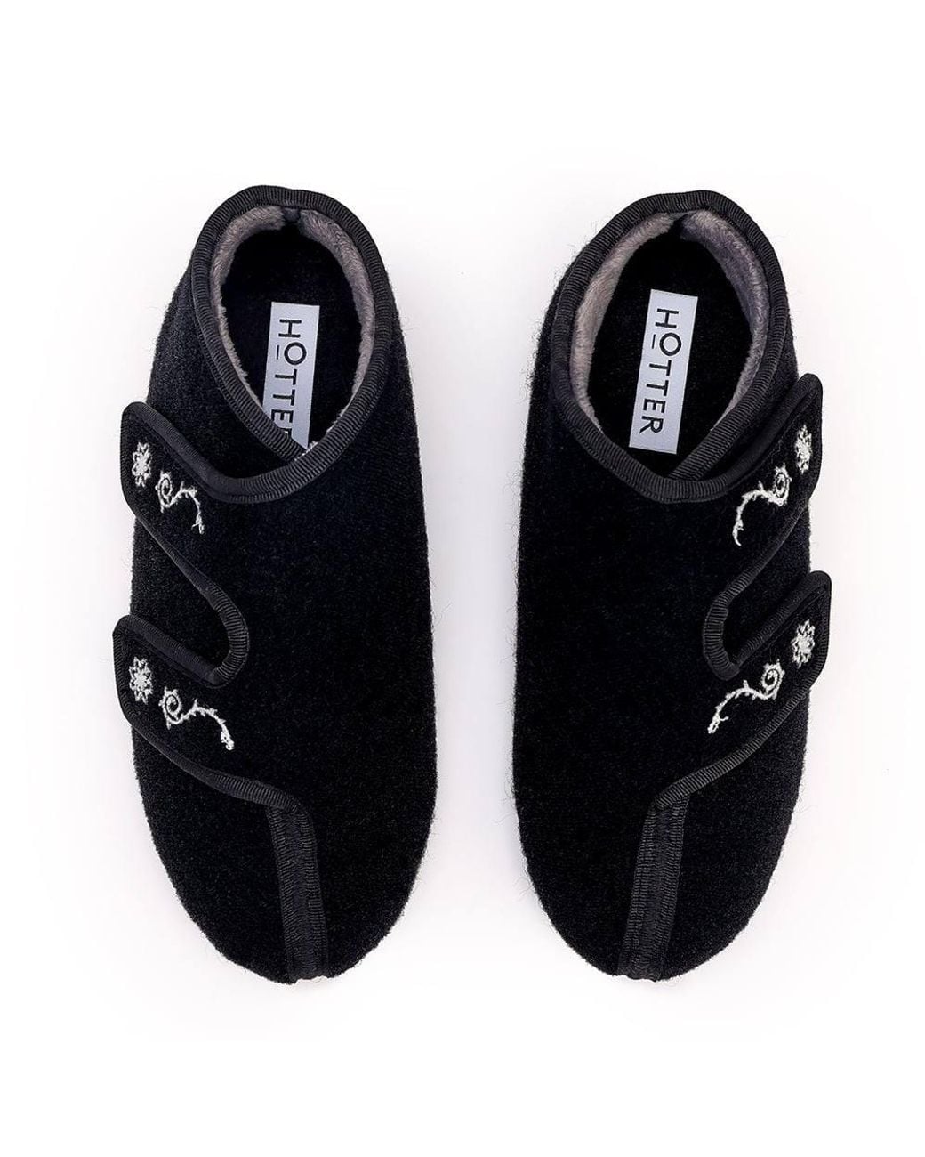 Hotter Black Wide Fit 'Nest' Bootie Slippers