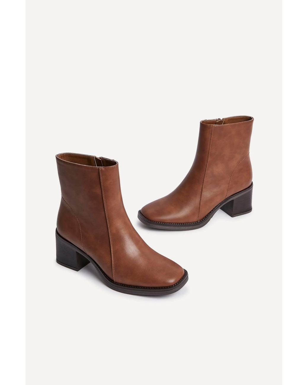 Linzi Brown Wander Faux Leather Heeled Ankle Boot