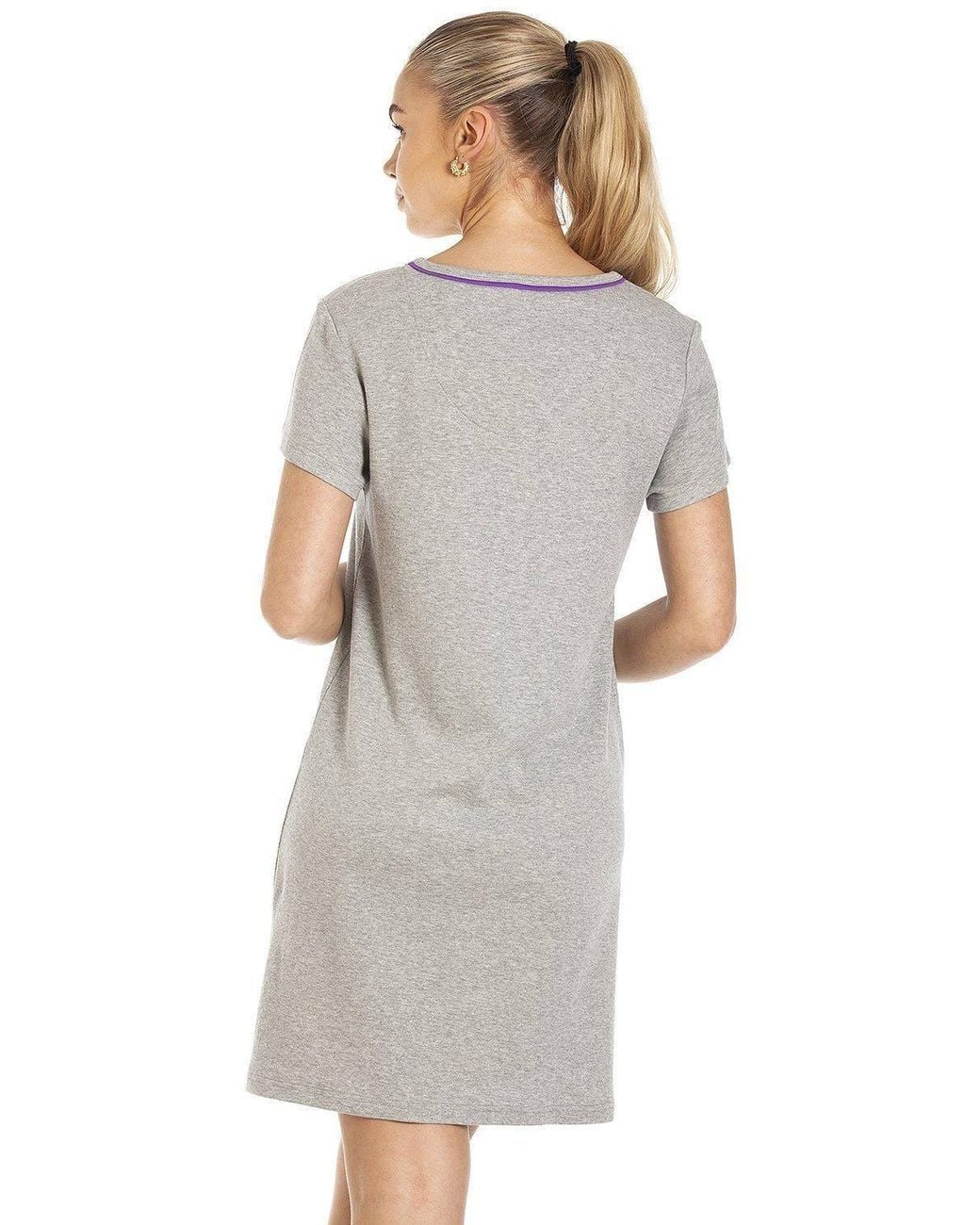 CAMILLE Gray Short Sleeve Cat Print Summer Nightdress