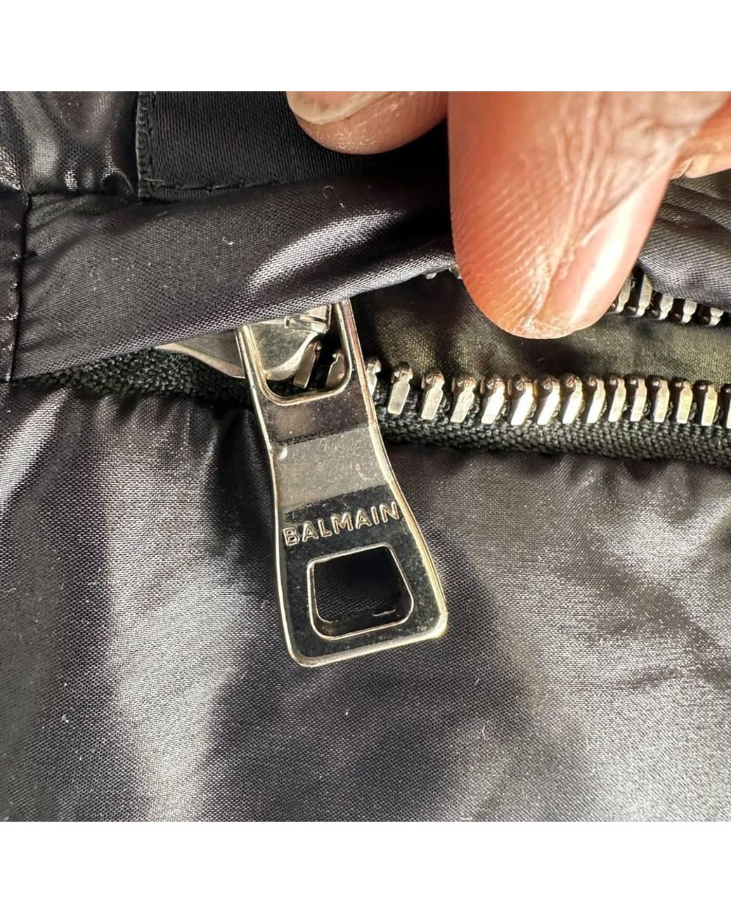 Balmain Gray Preloved Double-Breasted Quilted Puffer Down Jacket