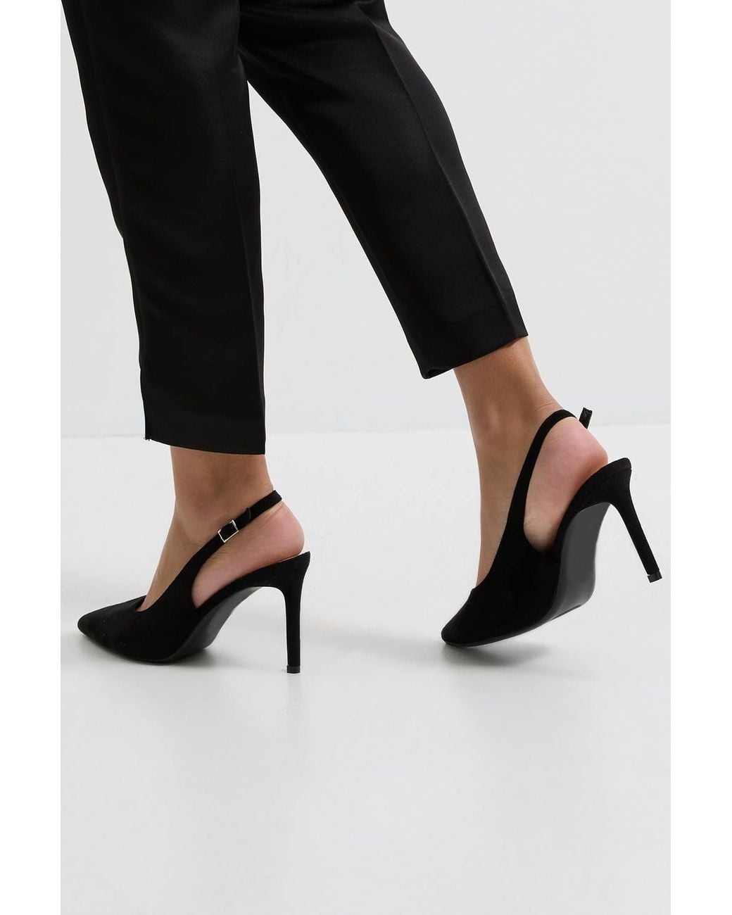 Dorothy Perkins Black Wide Fit Dasha Sling Back High Stiletto Court Shoes