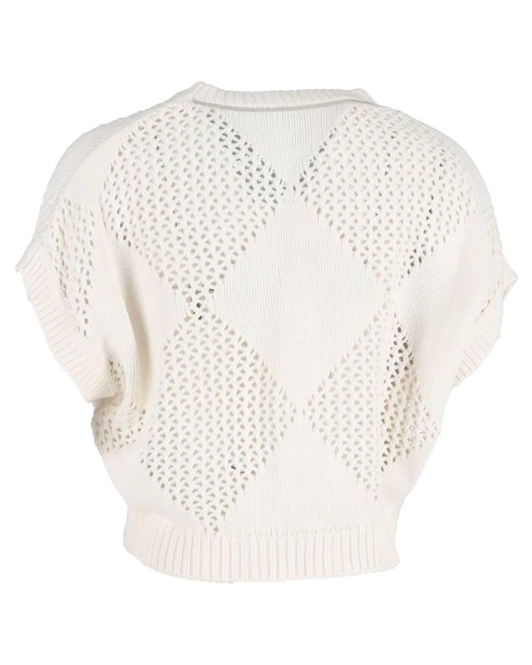 Brunello Cucinelli White Preloved Knit Vest Top Cotton