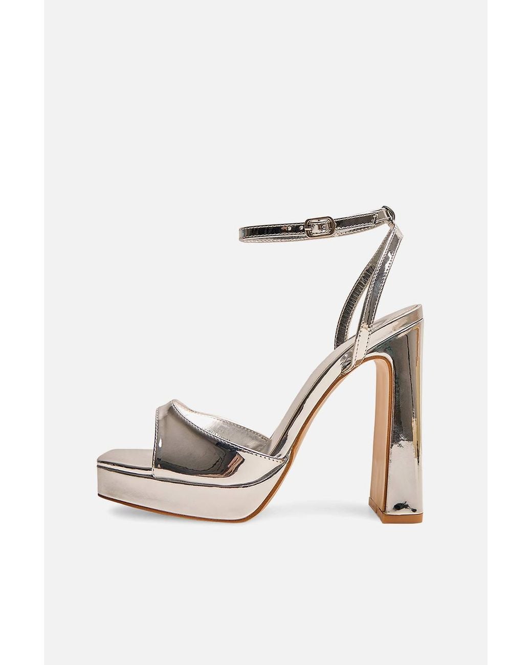 Public Desire Natural Resist Mirror Peep Toe Barely There Platform Heels