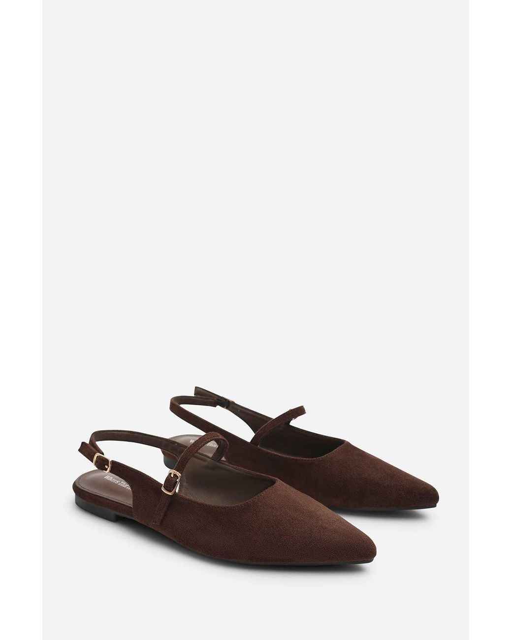 Where's That From Blue Estrella Wide Fit Pointed Toe Mary Jane Open Back Ballet Flats