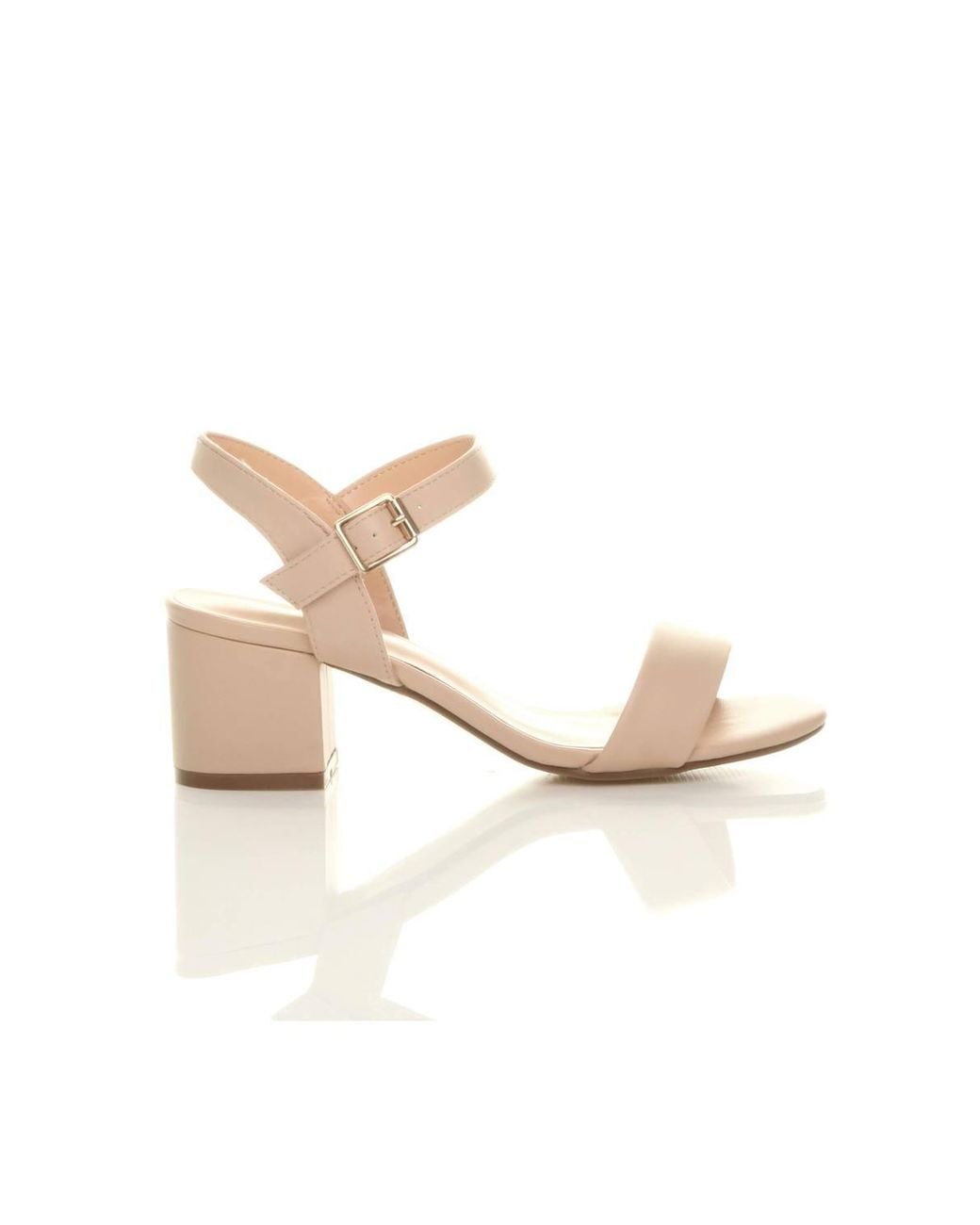 AJVANI Natural Mid Block Heel Strappy Sandals