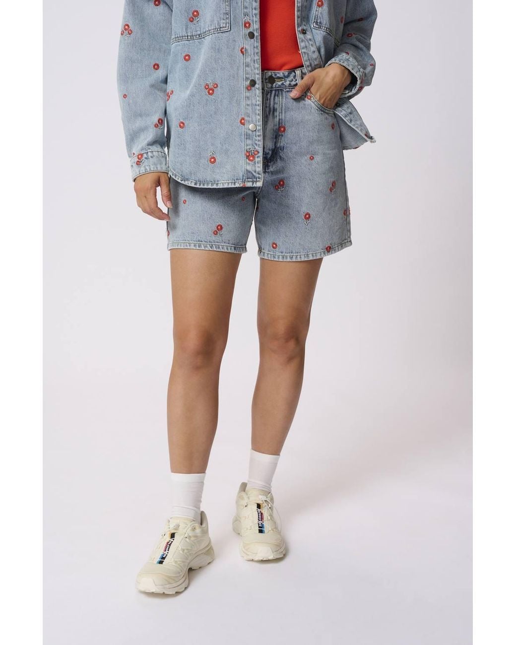 Kaffe Blue Babeth High Waisted Denim Shorts