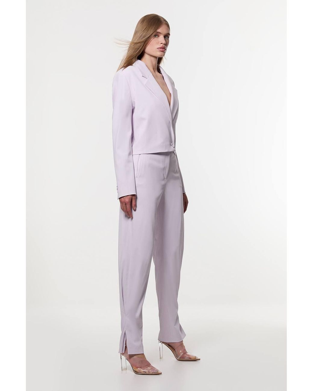 Karen Millen Purple Digital Ophelia Polished Tailored Ankle Detail Trouser
