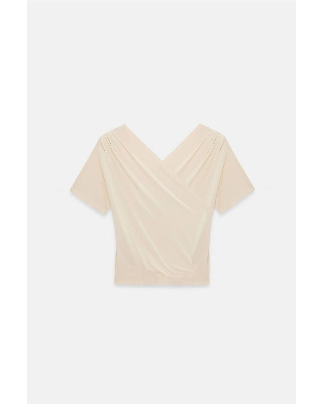 Dilvin Natural Slim Fit V-Neck Jersey Blouse