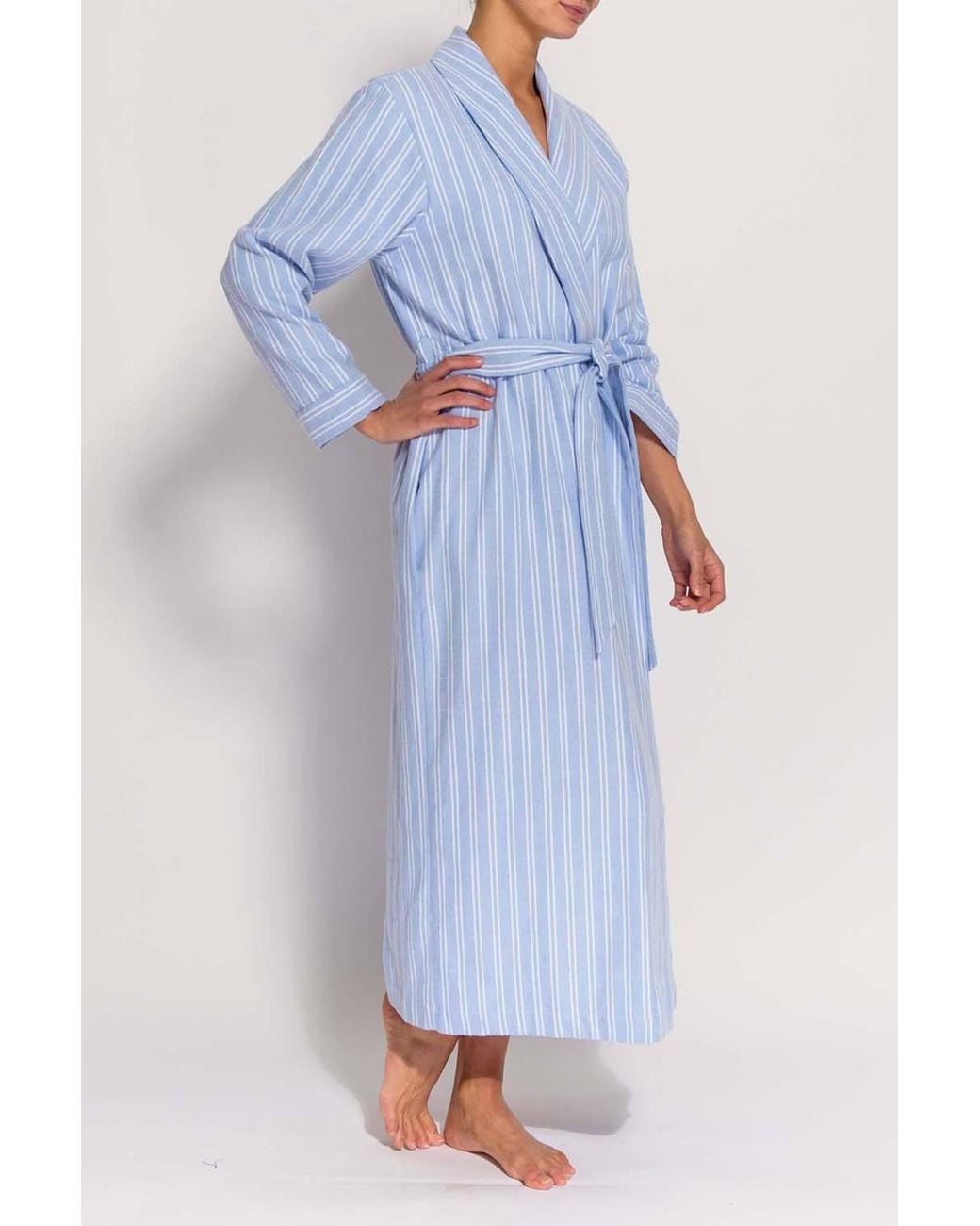 British Boxers Blue 'Westwood' Stripe Brushed Cotton Dressing Gown
