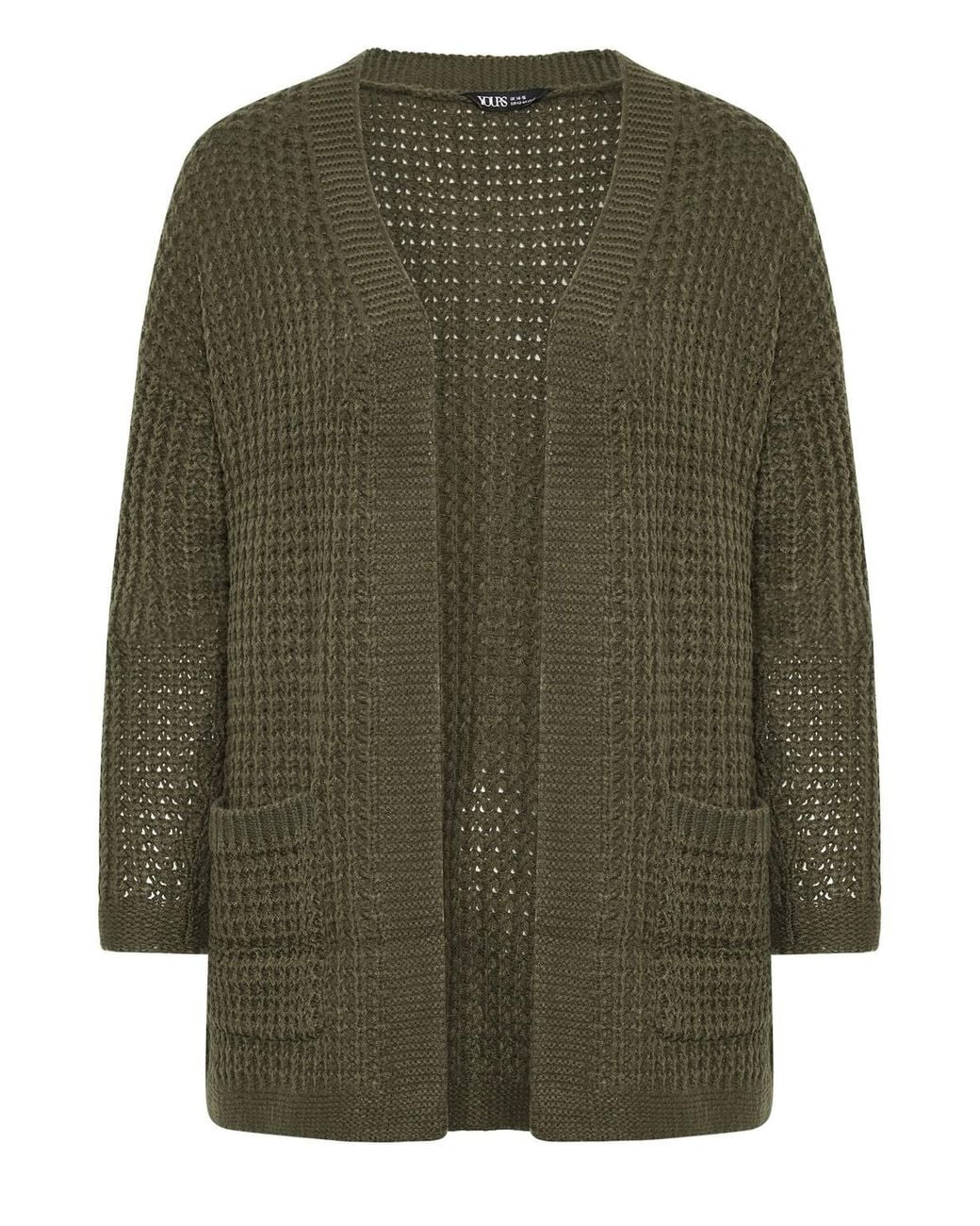 Yours Green Waffle Knit Cardigan