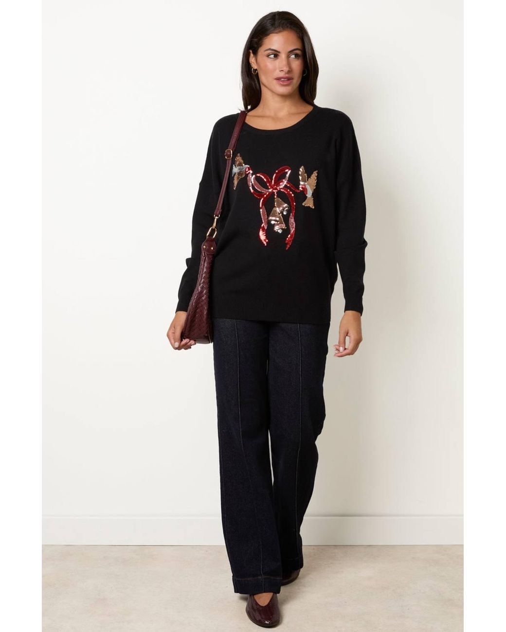 Blue Vanilla Black Long Sleeve Round Neck Jumper
