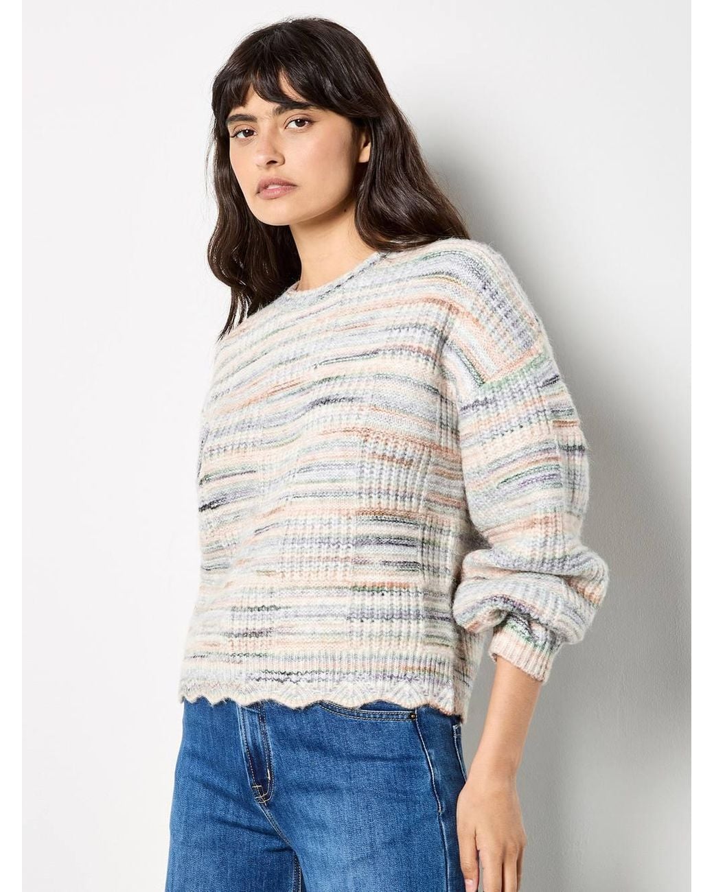 Apricot White Soft Chunky Knit Space Dye Jumper