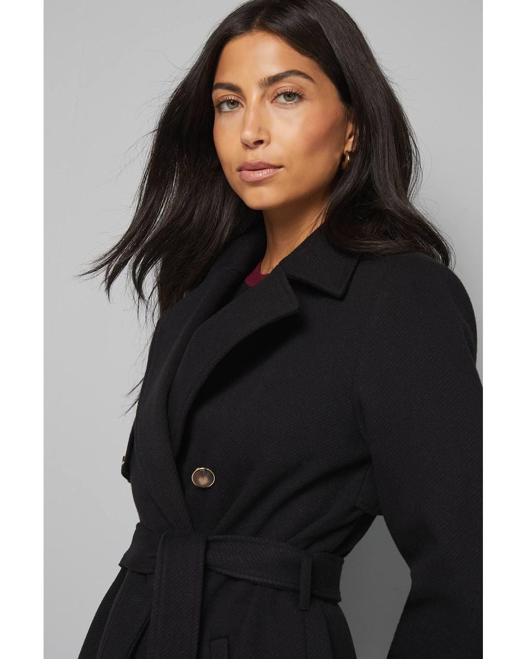 Wallis Black Twill Trench Coat