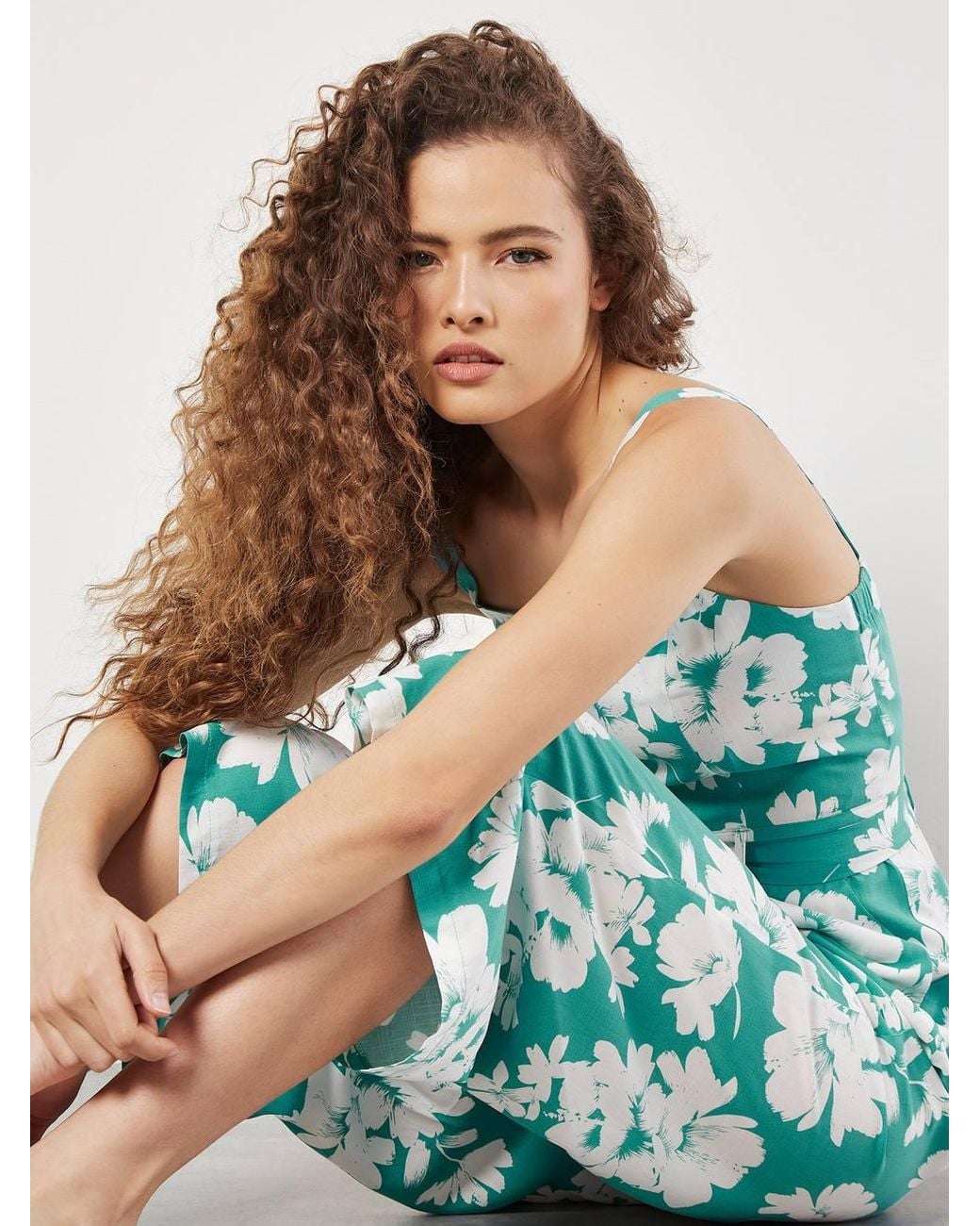Apricot Blue Floral Silhouette Wide-Leg Jumpsuit
