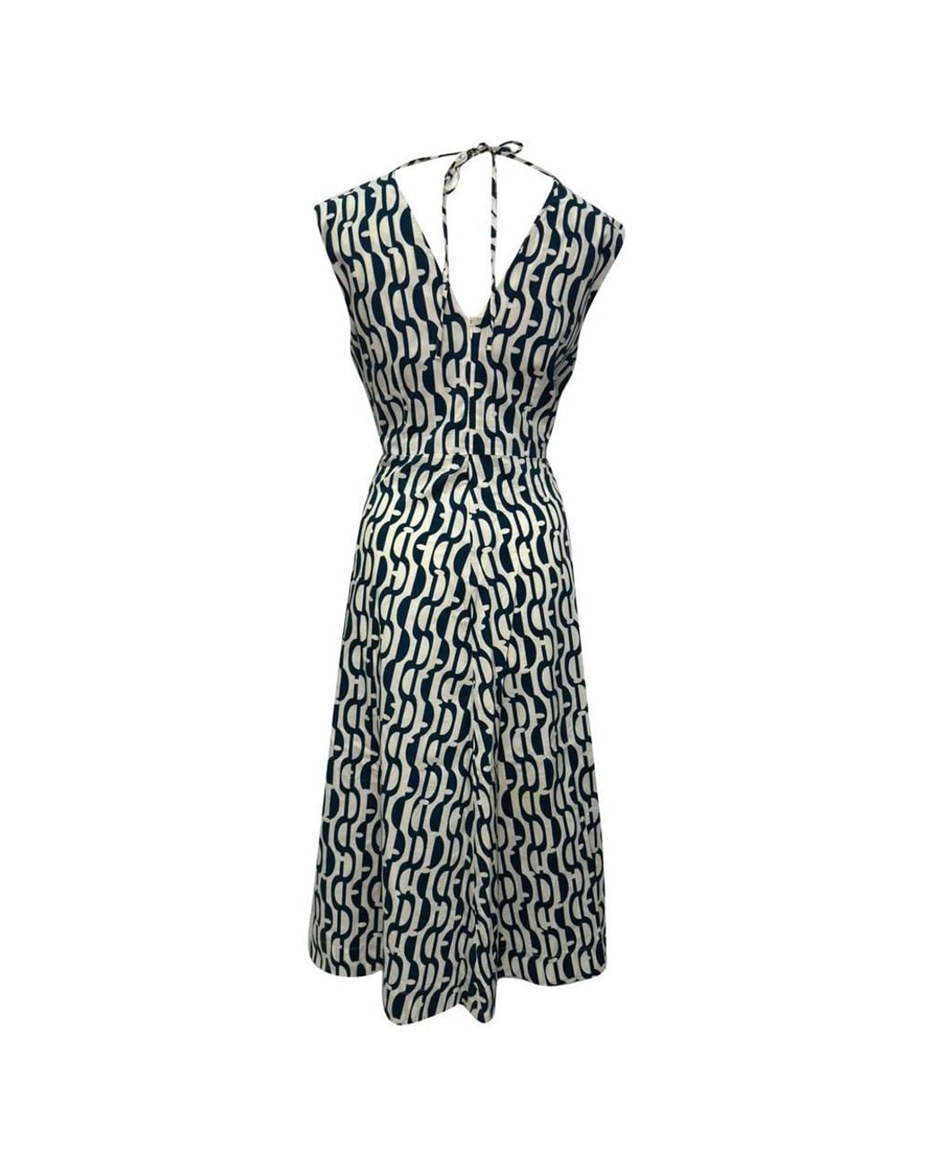 Max Mara Black Preloved Geometric Print Midi Dress